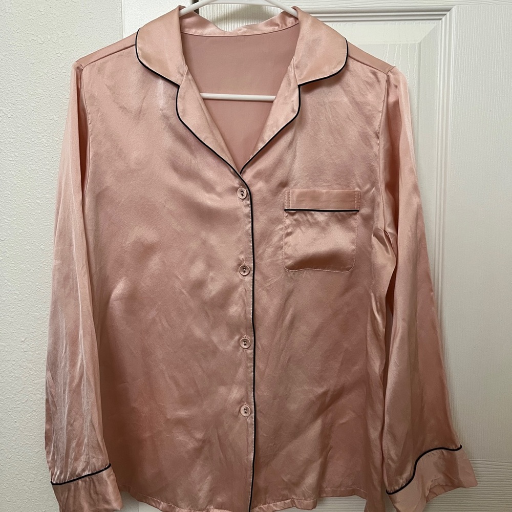 Silksilky 100%silk pajama shirt top size S